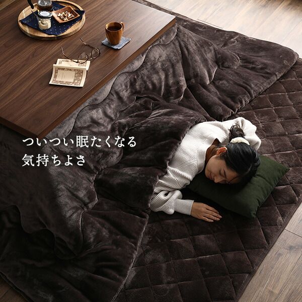 厚掛け こたつ布団 単品 円形 ネイビー 205cm 丸 フランネル 無地 リバーシブル 抗菌防臭 洗える オールシーズン 防滑代引NG