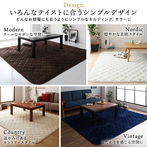 フランネル こたつ敷布団/ラグマット 単品 3畳 ネイビー 約190×240cm こたつ敷布団 無地 抗菌防臭 ホットカーペット可 防滑加工代引NG