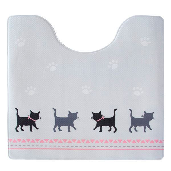 スーパSALE10倍＆4時間限定10％OFF トイレマット 【約55×60cm キャット】 お手入れ簡単 撥水加工 拭いてお手入れする 〔お手洗い 御手洗 店舗 会社 オフィス〕