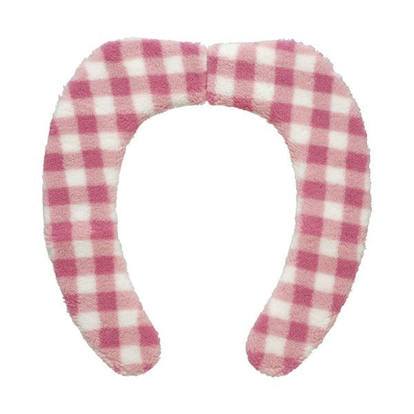 スーパSALE10倍＆4時間限定10％OFF 吸着式 便座カバー/トイレカバー 【チェック ピンク】 約幅9.5cm 吸着便座シート ぴたQ 〔お手洗い 御手洗 オフィス 店舗〕
