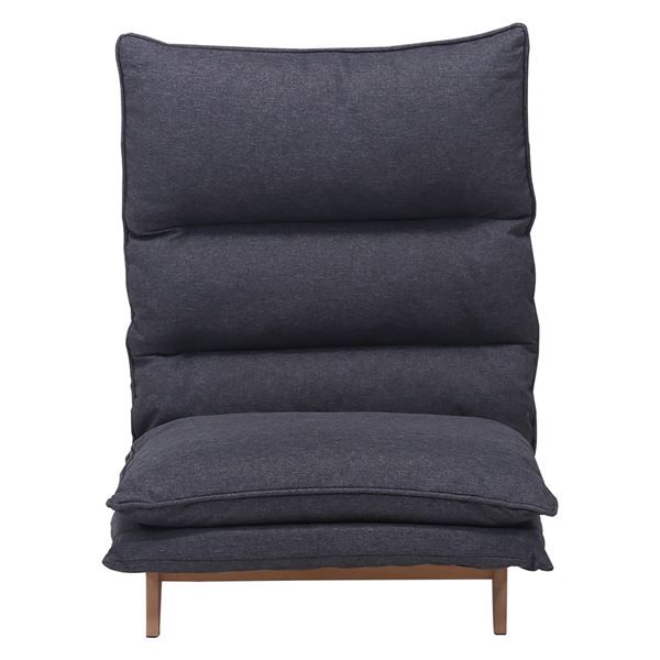 ダブルクッション 座椅子 フロアチェア 1P ダークグレー 幅70×奥行80〜120×高さ94cm リクライニング 脚付き 組立品 リビング代引NG