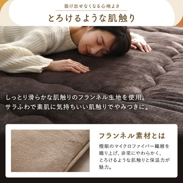 こたつ敷布団/ラグマット ブラウン 約190×190cm 正方形 ホットカーペット対応 防滑 洗える 撥水 アルミシート入り6層構造代引NG