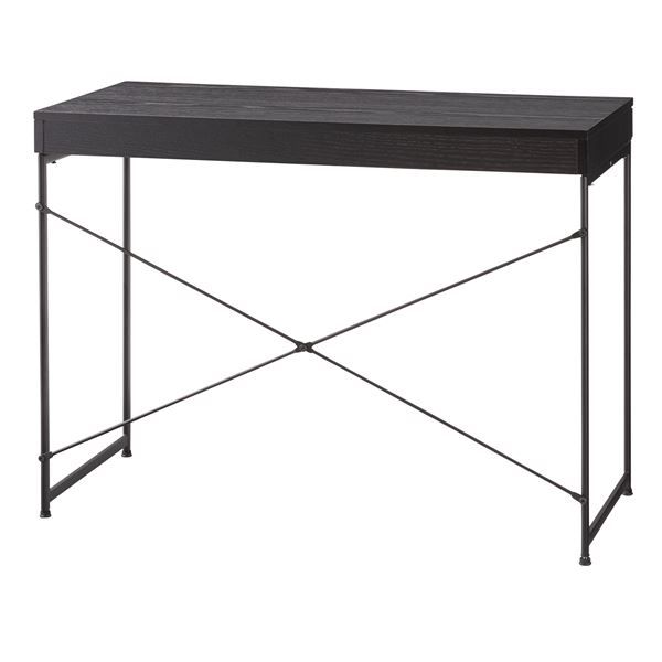 スーパSALE10倍＆4時間限定10％OFF パソコンデスク ワークデスク 幅100cm ブラック 引き出し付き スチール 木目 組立品 リビング 子供部屋 勉強部屋 在宅ワーク