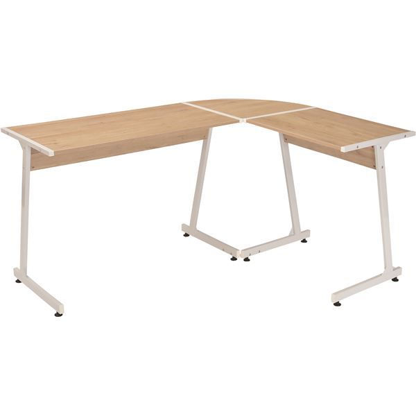 パソコンデスク/PCデスク 幅147cm コーナータイプ ナチュラル スチール アイアン コーナーデスク 組立品 〔在宅ワーク〕代引NG