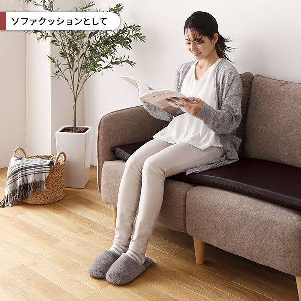 スーパSALE10倍＆4時間限定10％OFF 座布団 ブラウン 10枚セット 日本製 スクエア クッション フラット シート 42×42 cm PVC 合皮 レザー シンプル モダン デザイン