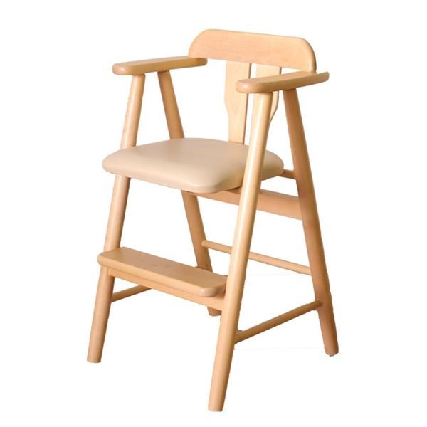ベビーチェア/子供椅子 ライトブラウン 44×44×72(47)cm 木製 肘付き 完成品 〔ダイニング プレゼント〕
