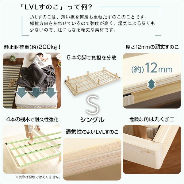 すのこ ベッド シングル 幅約98cm ポケットコイルロールマットレス付き ブラウン 木製 天然木 パイン材 高さ3段調節 すのこベット シングルベッド ベッドルーム 組立品代引不可