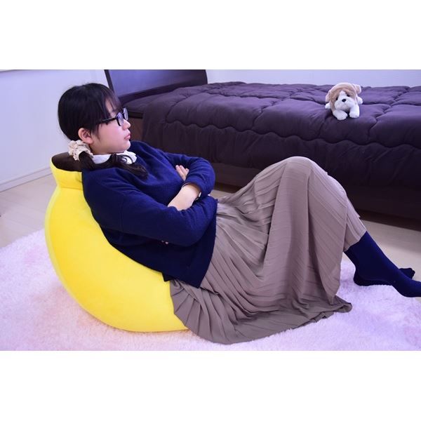 スーパSALE10倍＆4時間限定10％OFF リビングソファー 1人掛け 約80×40cm イエロー 発砲ビーズ 王様のバナナソファー プレゼント 贈り物