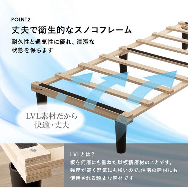 ピロートップ仕様 ボンネルコイル マットレスベッド シングル ホワイト すのこフレーム 脚付き 組立品 〔ベッドルーム〕代引NG