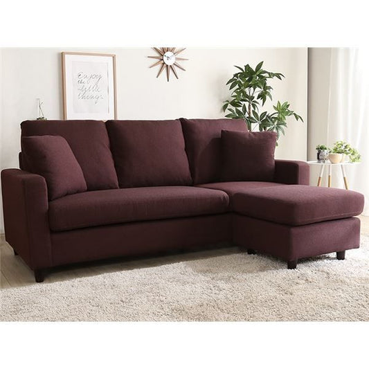 カウチソファー 3人掛け 約幅183cm ワインレッド 肘付き クッション付き 取り外し式 木製脚付き ローソファー フロアソファー リビング家具 ダイニング 組立品代引不可