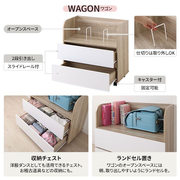 システムベッド ロフトベッド 3点セット グレー ロータイプ シングル ベッド デスク 学習机 収納棚 ワゴン レイアウト自由 省スペース 木製 子供部屋 家具代引NG