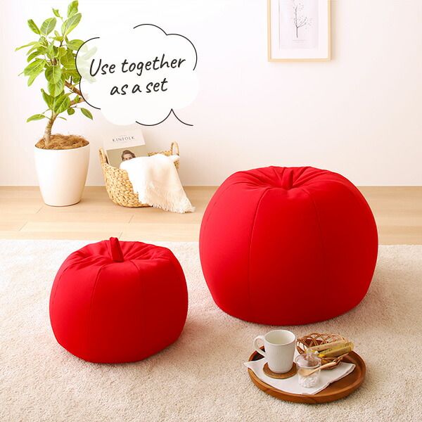スーパSALE10倍＆4時間限定10％OFF ビーズクッション ソファ レッド ビッグ 単品 日本製 リラックス りんご アップル 軽量 取っ手付き クッション 一人掛け スムース 生地