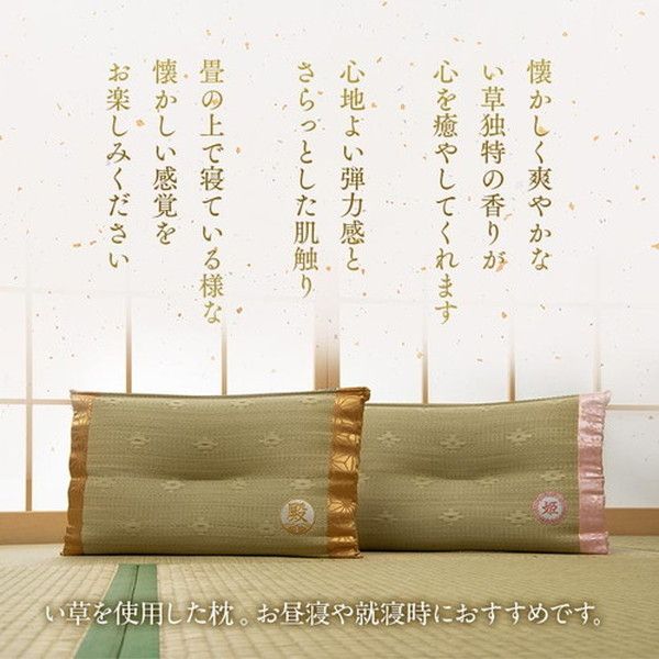 い草 枕/ピロー 約50×30cm 男性向け 日本製 ギフト 箱付き 抗菌防臭 消臭 〔ベッドルーム 寝室〕代引NG