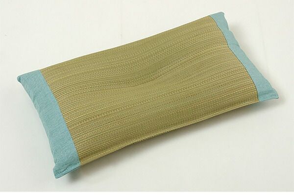 い草 枕/ピロー 無地 平枕 約50×30cm ブルー 高さ調整可 消臭 吸湿 調湿機能 日本製 〔ベッドルーム 寝室〕代引NG