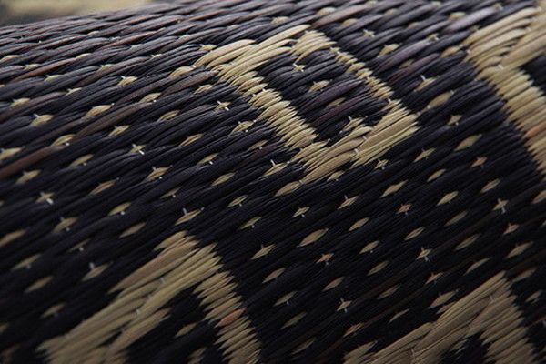 い草 ラグマット/絨毯 ギャベ柄 ブラウン 約60×180cm 自然素材 抗菌防臭 防傷 不織布 調湿 吸湿 〔リビング〕代引NG