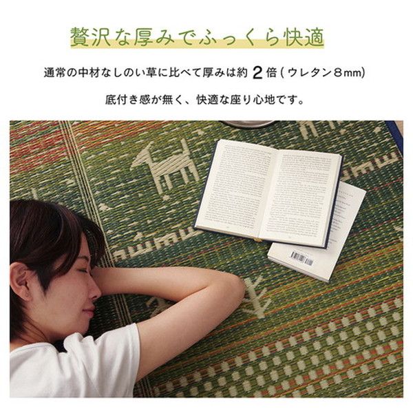 い草 ラグマット/絨毯 ギャベ柄 ブラウン 約60×180cm 自然素材 抗菌防臭 防傷 不織布 調湿 吸湿 〔リビング〕代引NG