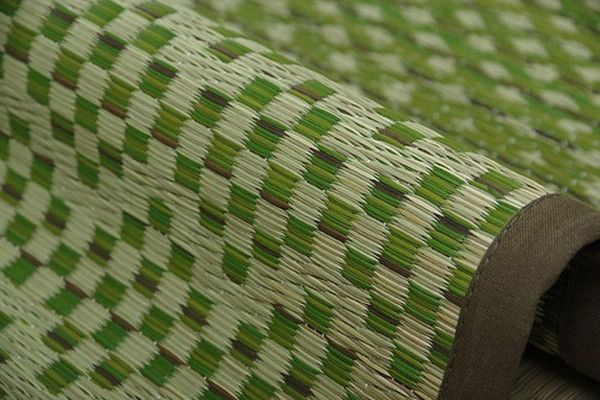 い草 花ござ ラグマット グリーン 江戸間6畳 約261×352cm 日本製 抗菌 防臭 消臭 市松 小林製薬 持続性抗菌剤 KOBA-GUARD代引NG