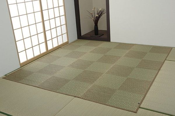 い草 花ござ ラグマット グレー 江戸間8畳 約348×352cm 日本製 抗菌 防臭 消臭 市松 小林製薬 持続性抗菌剤 KOBA-GUARD代引NG