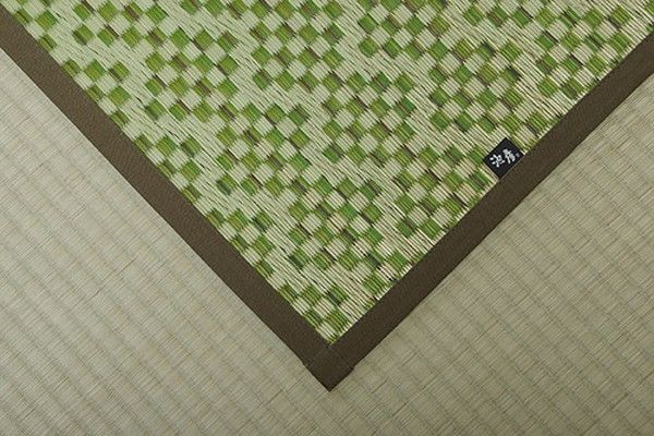 い草 花ござ ラグマット グレー 江戸間8畳 約348×352cm 日本製 抗菌 防臭 消臭 市松 小林製薬 持続性抗菌剤 KOBA-GUARD代引NG