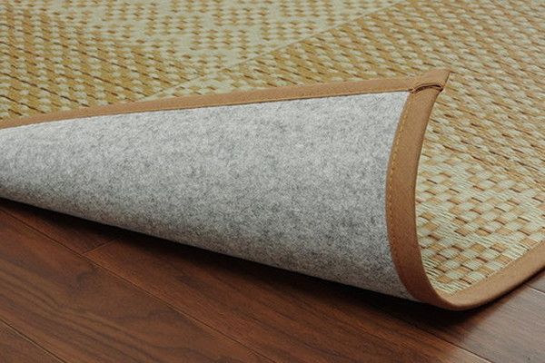 い草 ラグマット ベージュ 市松 約191×191cm 日本製 抗菌防臭 防滑 不織布 小林製薬 持続性抗菌剤 KOBA-GUARD 〔リビング〕代引NG