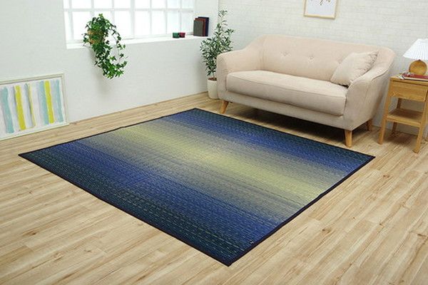 い草 花ござ ラグマット/絨毯 草原 グリーン 江戸間3畳 約174×261cm 日本製 抗菌 防臭 調湿 消臭 掛川織 〔リビング〕代引NG