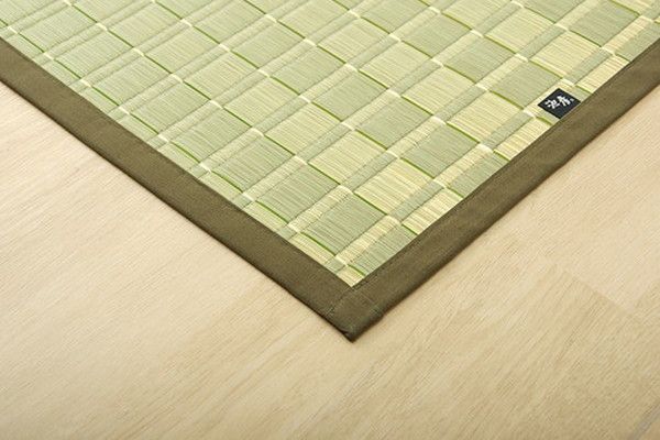 い草 花ござ ラグマット/絨毯 江戸間10畳 約435×352cm グリーン 日本製 抗菌 防臭 調湿 消臭 掛川織 〔リビング〕代引NG