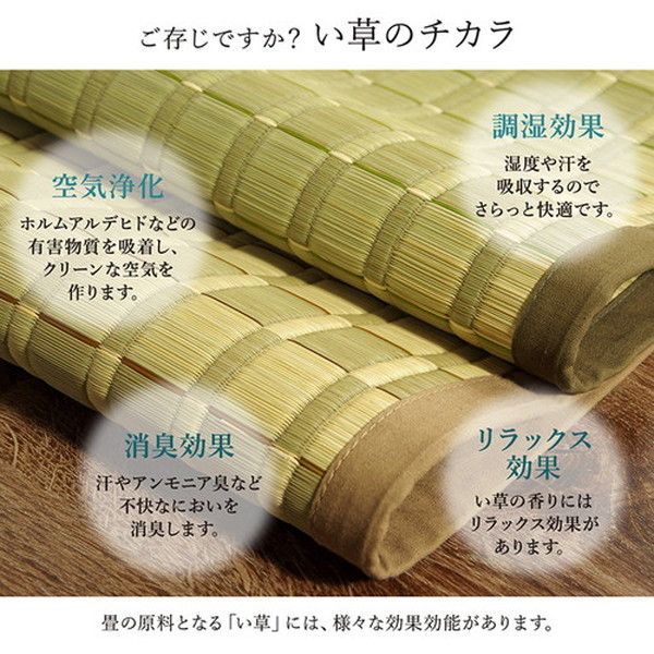 い草 花ござ ラグマット/絨毯 江戸間3畳 約174×261cm ベージュ 日本製 抗菌 防臭 調湿 消臭 掛川織 〔リビング〕代引NG