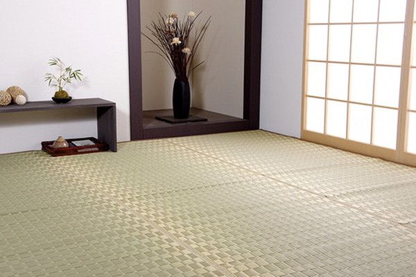 い草 花ござ ラグマット/絨毯 本間4.5畳 約286.5×286cm ベージュ 日本製 抗菌 防臭 調湿 消臭 掛川織 〔リビング〕代引NG