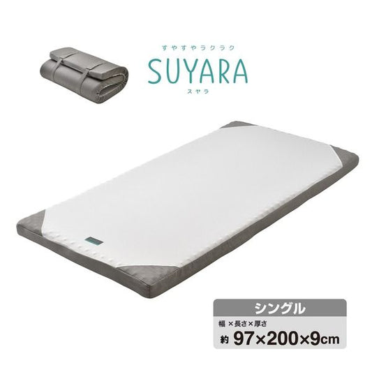 西川 ウレタンマットレス/寝具 シングル シルバー 約97×200×9cm 洗える側生地 丸巻き 『SUYARA』代引NG