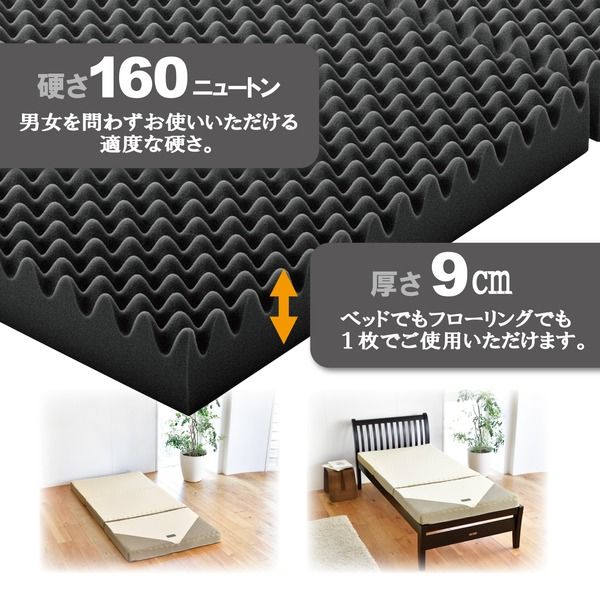 3つ折り マットレス 寝具 シングル 約97×200×9cm ゴールド 吸水 速乾 抗菌 SUYARA ウレタンマットレス 西川 ベッドルーム代引NG