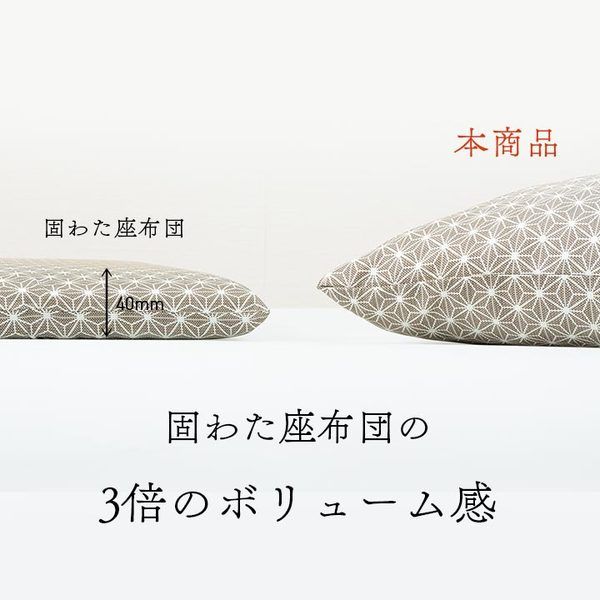座布団 洗える 銘仙判 日本製 セット 盆 来客 和室 洋室 和柄 麻の葉 ブルー 約55×59cm 同色5枚組代引NG