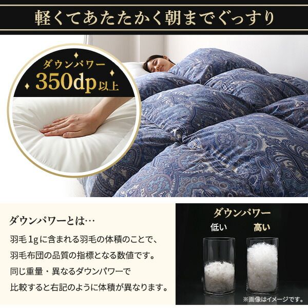 羽毛布団 掛け布団 シングル アイボリー ダウン90% 350dp パワーアップ加工 抗菌 防臭 防ダニ 日本製 国産 ピーチスキン加工 ループ付き 高品質ホワイトダックダウン採用 二重縫製 掛 布団 ふとん 寝具代引NG