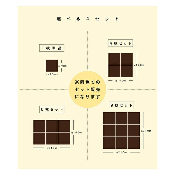 スーパSALE10倍＆4時間限定10％OFF 日本製 水拭きできる ポリプロピレン 置き畳 ユニット畳 シンプル グリーン 約140×140cm（約70×70cm 同色4枚組）【代引NG】
