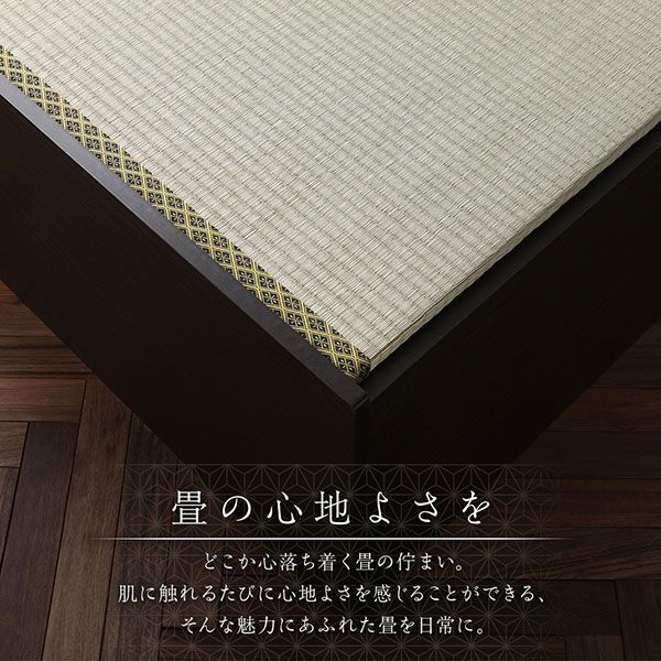 畳ベッド 収納ベッド ハイタイプ 高さ42cm シングル ブラウン 美草ブラック 収納付き 日本製 国産 すのこ仕様 頑丈 たたみベッド 畳 ベッド代引NG