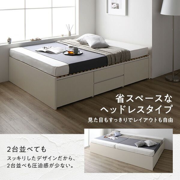 〔要組立〕 収納 ベッド シングル 国産薄型ポケットコイルマットレス付き ブラウン AAA 引き出し ヘッドレス すのこ仕様 低ホルムアルデヒド 大容量 収納 日本製 チェストベッド シングルベッド代引NG