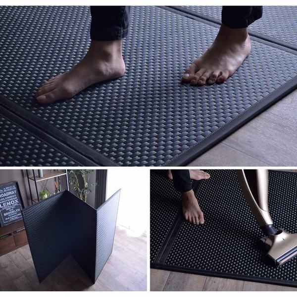 い草 マットレス 3つ折り シングル 約100×210cm ブラック 日本製 国産 抗菌 防臭 防音 軽量 畳 フロアマット ラグマット代引NG