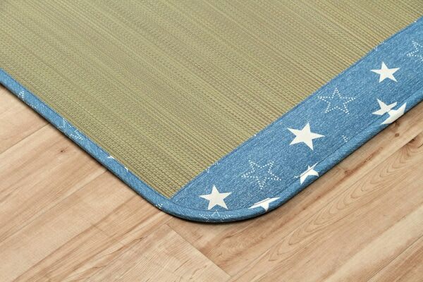 い草 マット 子供用 ベビー用 約70×120cm ブルー 星柄 日本製 国産 お昼寝 寝具代引NG