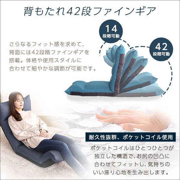 リクライニング 座椅子 フロアチェア グリーン フット上下可動 日本製 国産 完成品 リクライニングチェア パーソナルチェア ローチェア代引NG