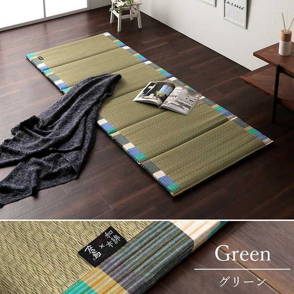 日本製 い草 い草マット マット ごろ寝マット フリーマット クッション性 和風柄 オレンジ 約70×180cm代引NG