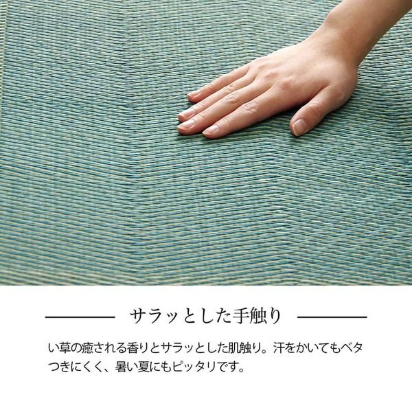 い草ラグ 花ござ カーペット 格子柄 ナチュラル シンプル 和室 抗菌防臭 消臭 お手入れ簡単 夏快適さらさら 江戸間6畳(約261×352cm) レイクブルー代引NG