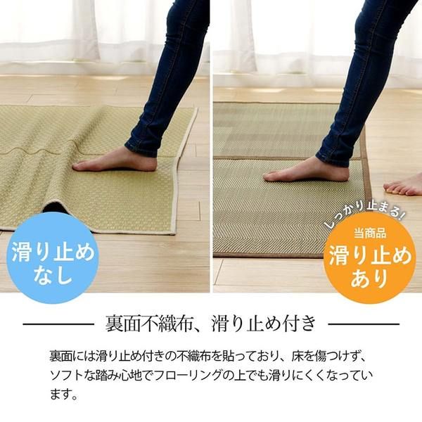 い草ラグ 花ござ カーペット 格子柄 ナチュラル シンプル 和室 洋室 裏不織布滑り止め 滑りにくい 抗菌防臭 消臭 江戸間4.5畳(約261×261cm) レイクブルー代引NG