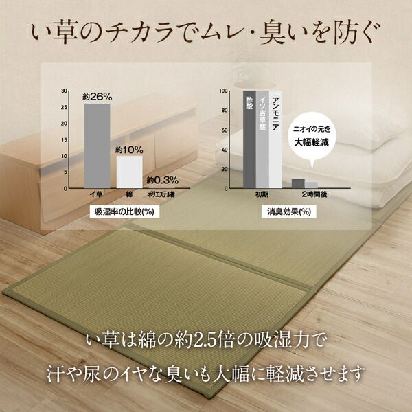 い草マットレスPro 折りたたみ い草 置き畳 軽量 抗菌 消臭 吸着 日本製 シングル(約100×210cm)代引NG