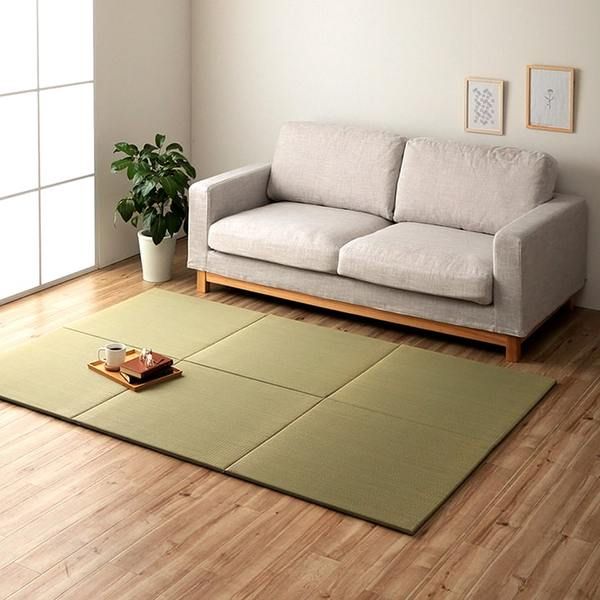 スーパSALE10倍＆4時間限定10％OFF い草 置き畳 ユニット畳 システム畳 サスティナブル 再生不織布 無地 ナチュラル 消臭 縁無し 裏面滑り止め 約70×70cm 単品 『みらい U畳』 irucico イルシコ【代引NG】