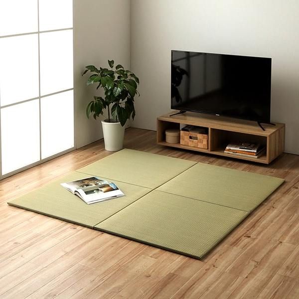 スーパSALE10倍＆4時間限定10％OFF い草 置き畳 ユニット畳 システム畳 サスティナブル 再生不織布 無地 ナチュラル 消臭 縁無し 裏面滑り止め 約70×70cm 2枚組 『みらい U畳』 irucico イルシコ【代引NG】