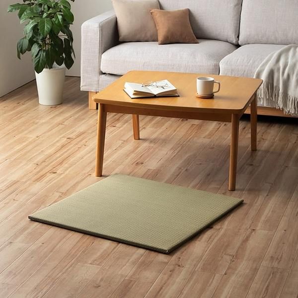スーパSALE10倍＆4時間限定10％OFF い草 置き畳 ユニット畳 システム畳 サスティナブル 再生不織布 無地 ナチュラル 消臭 縁無し 裏面滑り止め 約70×70cm 4枚組 『みらい U畳』 irucico イルシコ【代引NG】