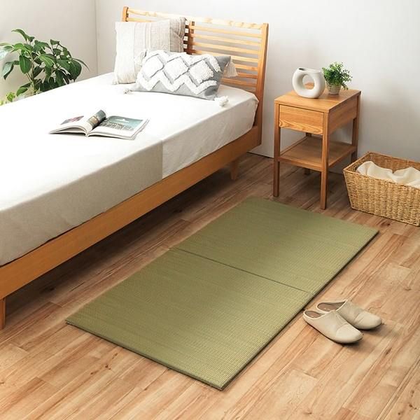 スーパSALE10倍＆4時間限定10％OFF い草 置き畳 ユニット畳 システム畳 サスティナブル 再生不織布 無地 ナチュラル 消臭 縁無し 裏面滑り止め 約70×70cm 4枚組 『みらい U畳』 irucico イルシコ【代引NG】
