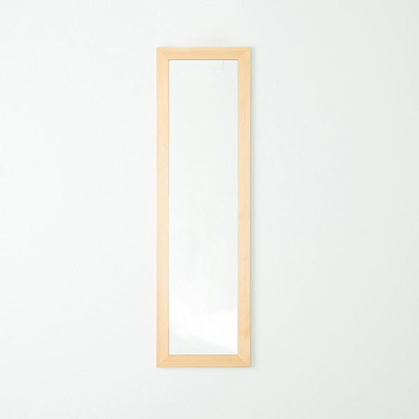 スーパSALE10倍＆4時間限定10％OFF 幅広枠ウォールミラー(50×161)(ナチュラル) 天然木/姿見鏡/ワイド/高級感/木製/飛散防止加工/壁掛け/北欧風/ヴィンテージ/日本製/完成品/NK-38