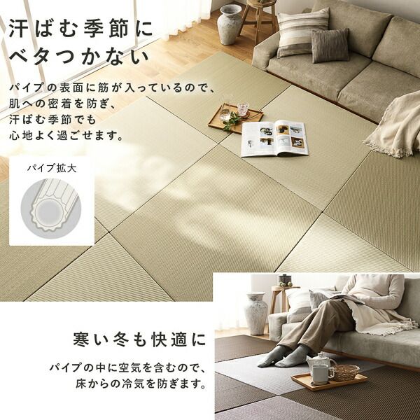 〔6枚セット〕 PP 置き畳 ユニット畳 約幅82×奥行82×高さ2.5cm グリーン 樹脂畳 軽量 軽い 滑りにくい 裏面 滑り止めシート付き キズ防止 傷防止 耐久性 丈夫 頑丈 簡単設置 お手入れ簡単 水拭き可 畳マット インテリア家具 インテリア雑貨 リビング家具【代引不可】