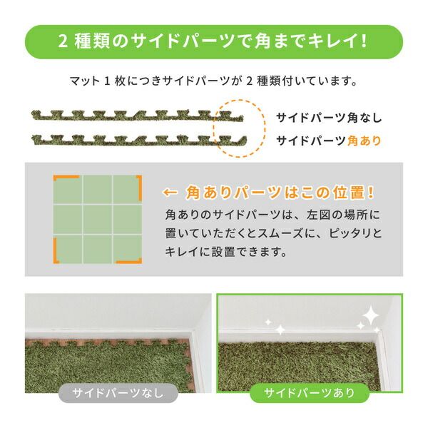 芝生風 ジョイントマット フロアマット 約60×60×0.8cm 18枚入 9枚組×2個 ホットカーペット対応 防音 室内 シーヴァ リビング代引NG