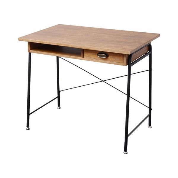 パソコンデスク ワークデスク 約幅860mm スチールパイプ 木製 桐材 組立品 リビング 子供部屋 書斎 在宅ワーク代引NG